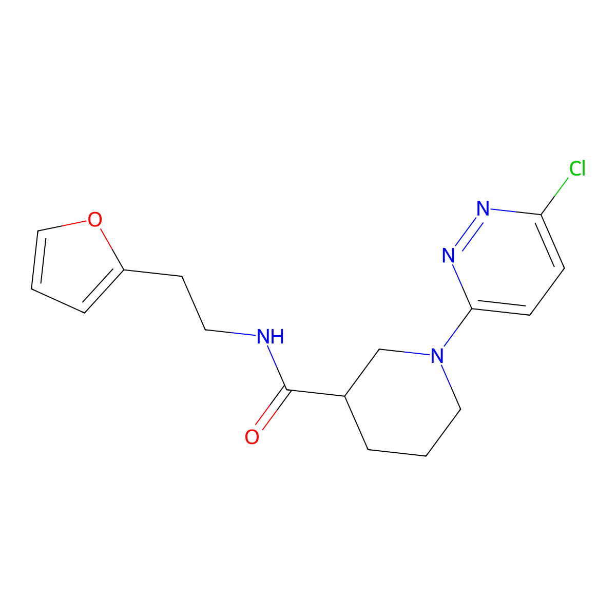 1-(6-chloropyridazin-3-yl)-N-(2-(furan-2-yl)ethyl)piperidine-3-carboxamide molecular structure, CAS 1401590-93-9