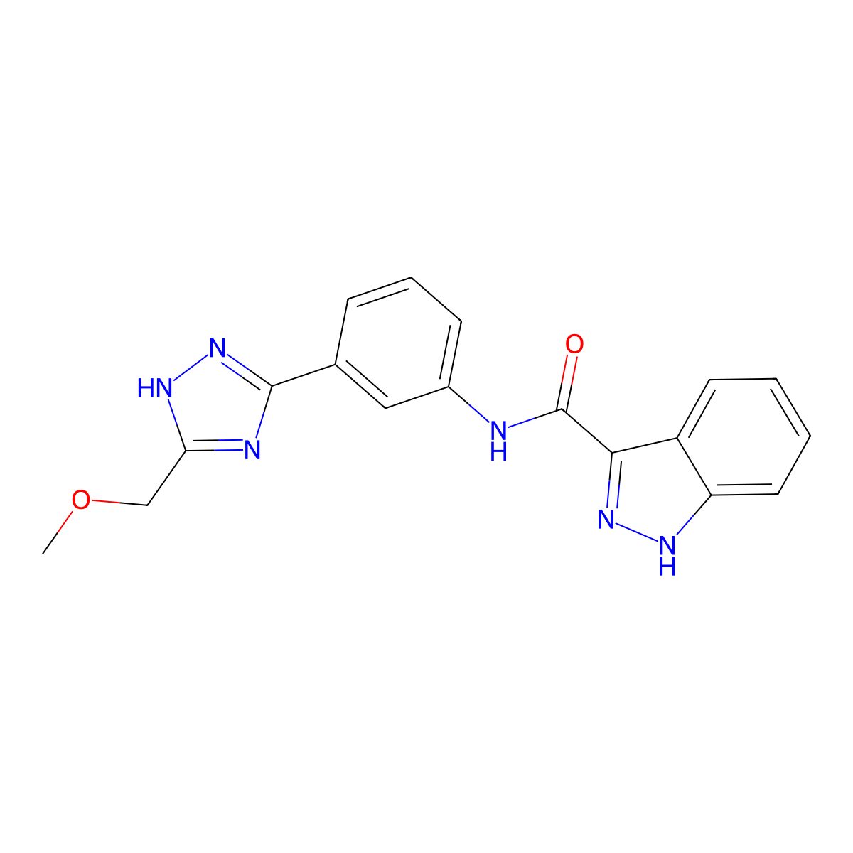 N-{3-[5-(methoxymethyl)-4H-1,2,4-triazol-3-yl]phenyl}-1H-indazole-3-carboxamide molecular structure, CAS 1401590-98-4
