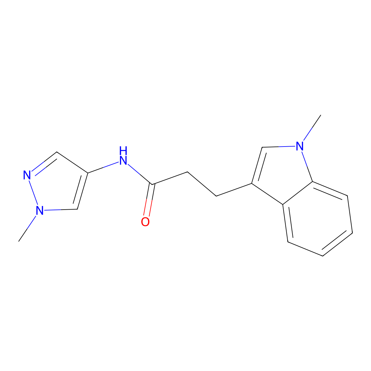 3-(1-methyl-1H-indol-3-yl)-N-(1-methyl-1H-pyrazol-4-yl)propanamide molecular structure, CAS 1401591-00-1