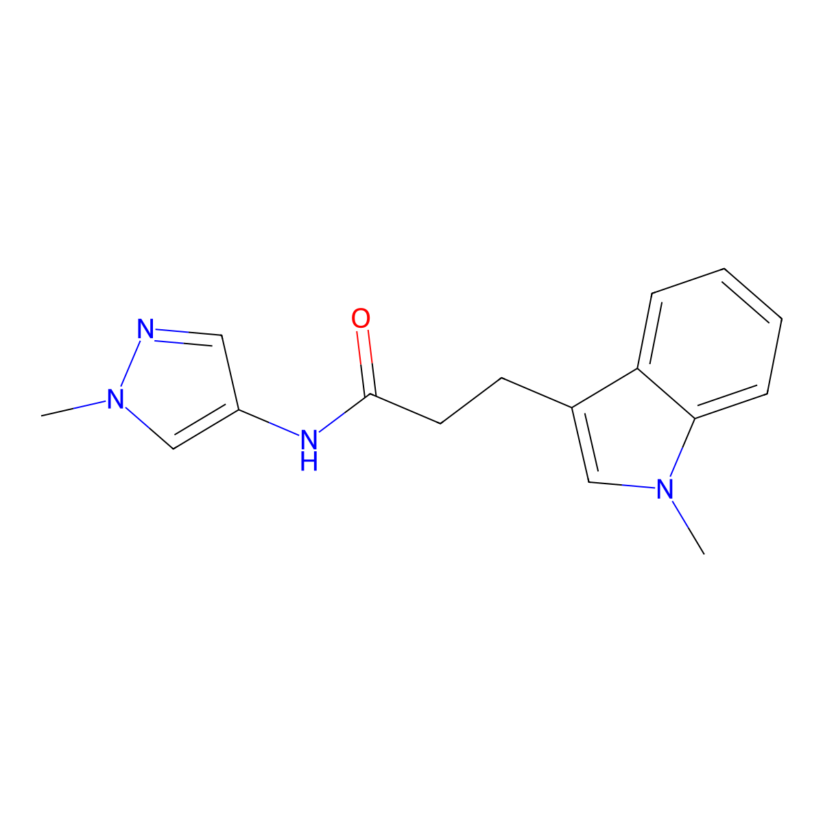 3-(1-methyl-1H-indol-3-yl)-N-(1-methyl-1H-pyrazol-4-yl)propanamide molecular structure, CAS 1401591-00-1