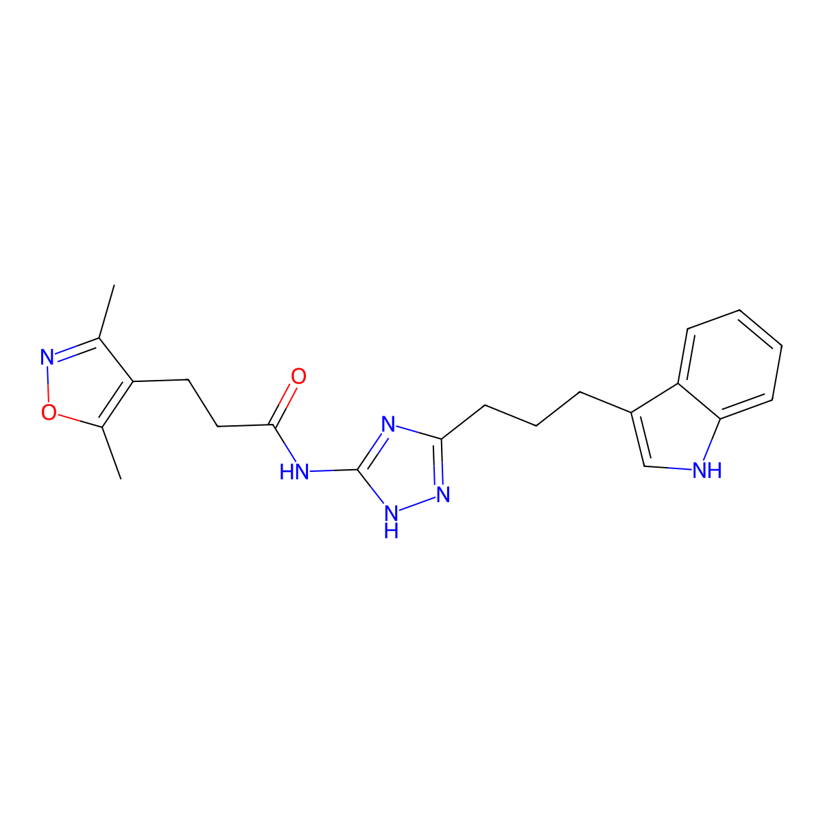 3-(3,5-dimethyl-1,2-oxazol-4-yl)-N-{5-[3-(1H-indol-3-yl)propyl]-4H-1,2,4-triazol-3-yl}propanamide molecular structure, CAS 1401591-02-3