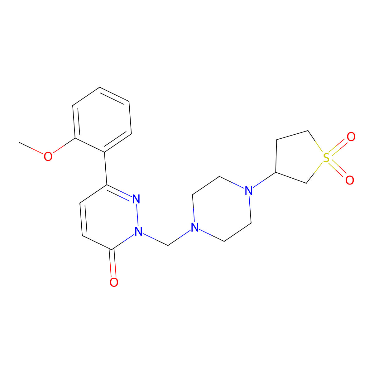 2-((4-(1,1-dioxidotetrahydrothiophen-3-yl)piperazin-1-yl)methyl)-6-(2-methoxyphenyl)pyridazin-3(2H)-one molecular structure, CAS 1401591-15-8