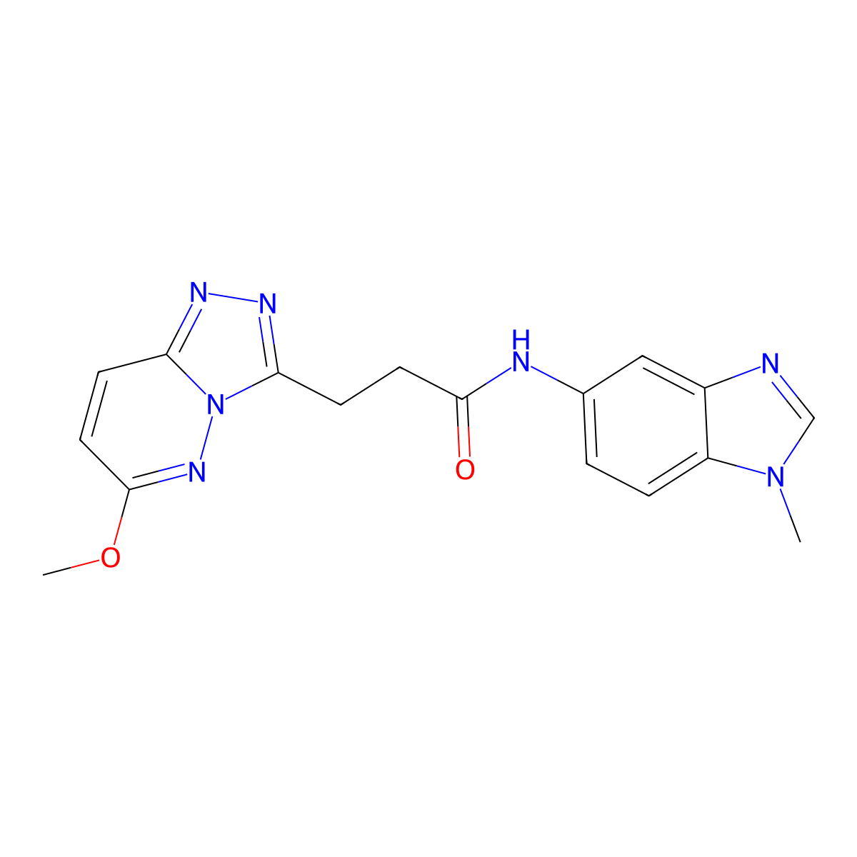 3-(6-methoxy[1,2,4]triazolo[4,3-b]pyridazin-3-yl)-N-(1-methyl-1H-benzimidazol-5-yl)propanamide molecular structure, CAS 1401591-26-1