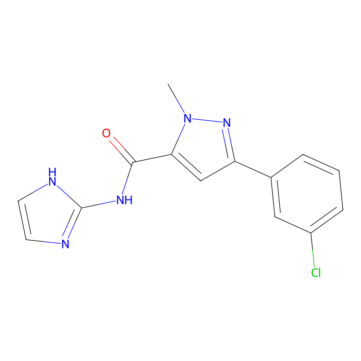 3-(3-chlorophenyl)-N-(1H-imidazol-2-yl)-1-methyl-1H-pyrazole-5-carboxamide molecular structure, CAS 1401591-39-6