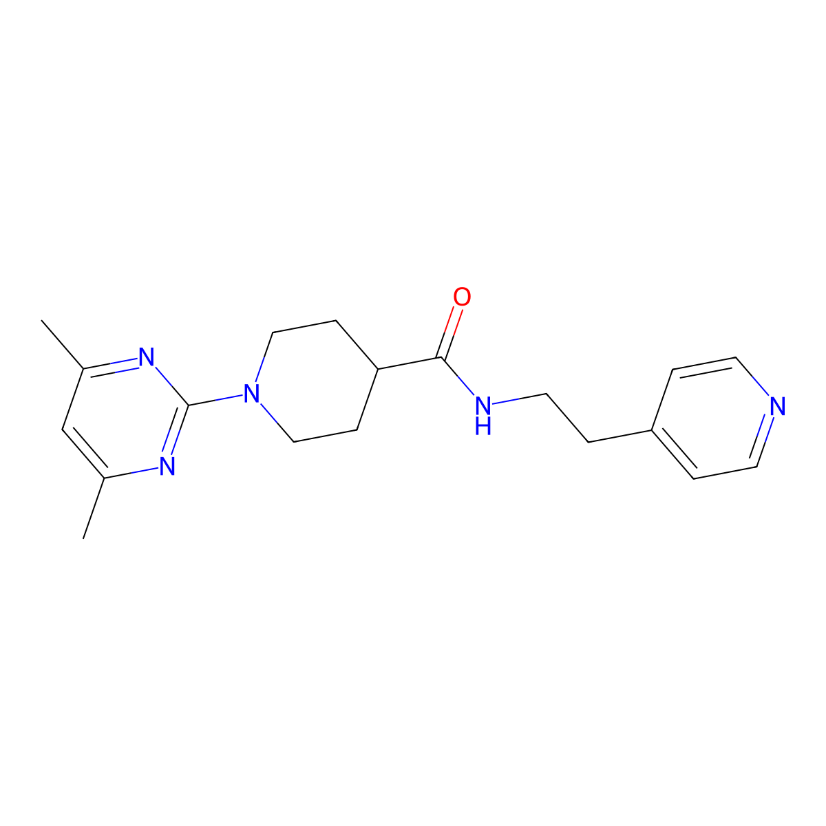 1-(4,6-dimethylpyrimidin-2-yl)-N-[2-(pyridin-4-yl)ethyl]piperidine-4-carboxamide molecular structure, CAS 1401591-57-8