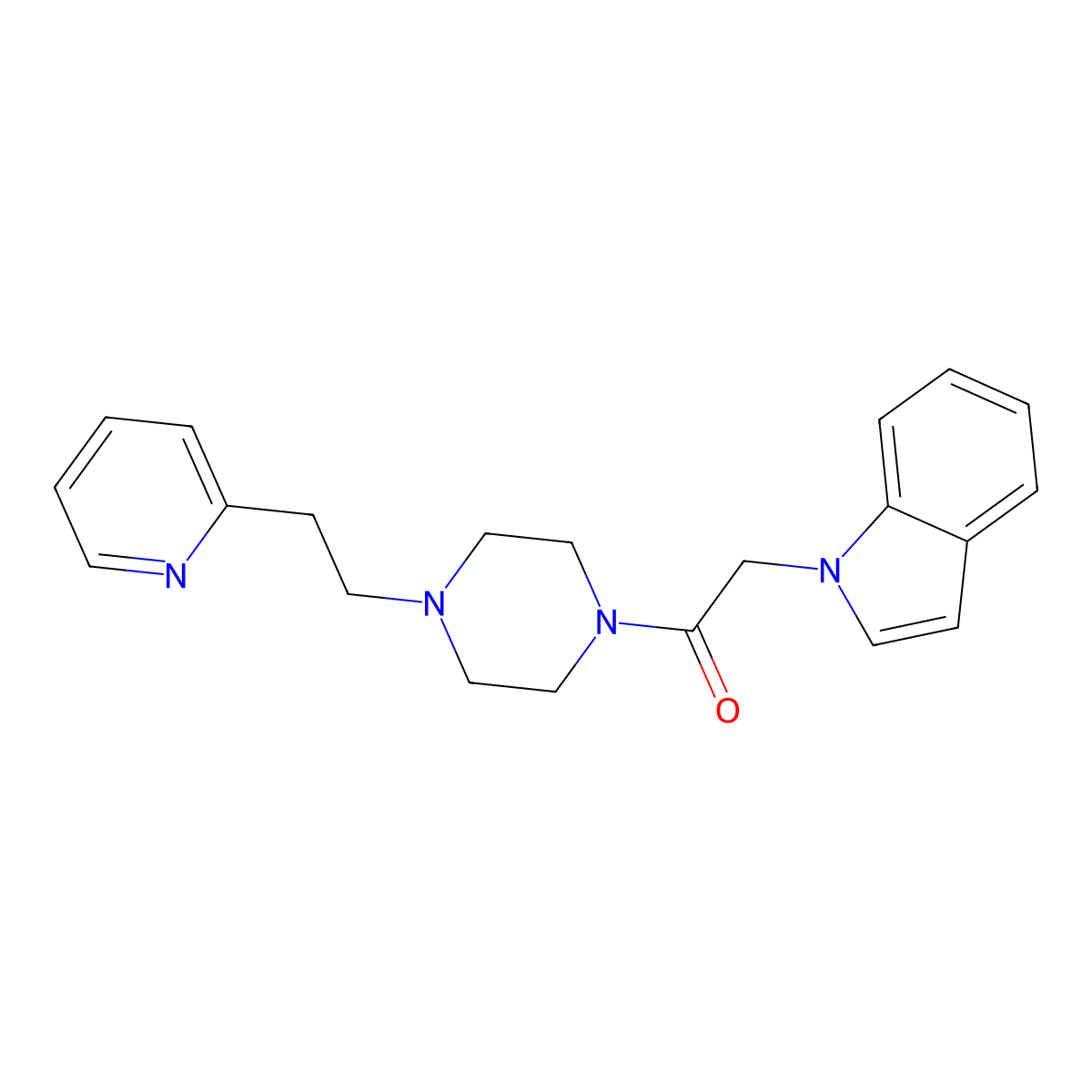 2-(1H-indol-1-yl)-1-{4-[2-(2-pyridyl)ethyl]piperazino}-1-ethanone molecular structure, CAS 1401591-66-9