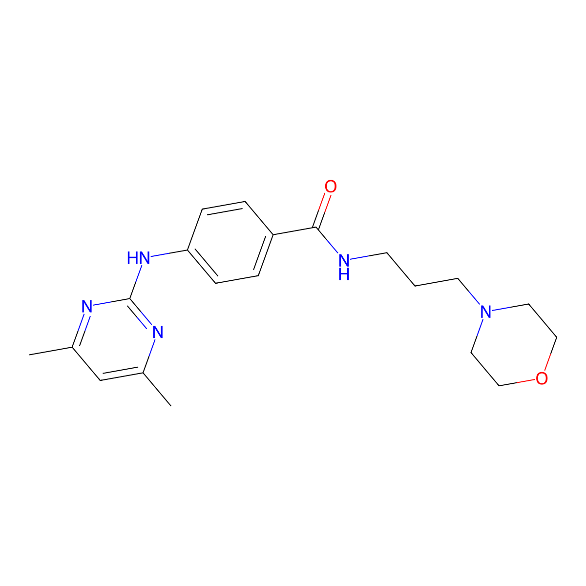 4-((4,6-dimethylpyrimidin-2-yl)amino)-N-(3-morpholinopropyl)benzamide molecular structure, CAS 1401591-73-8