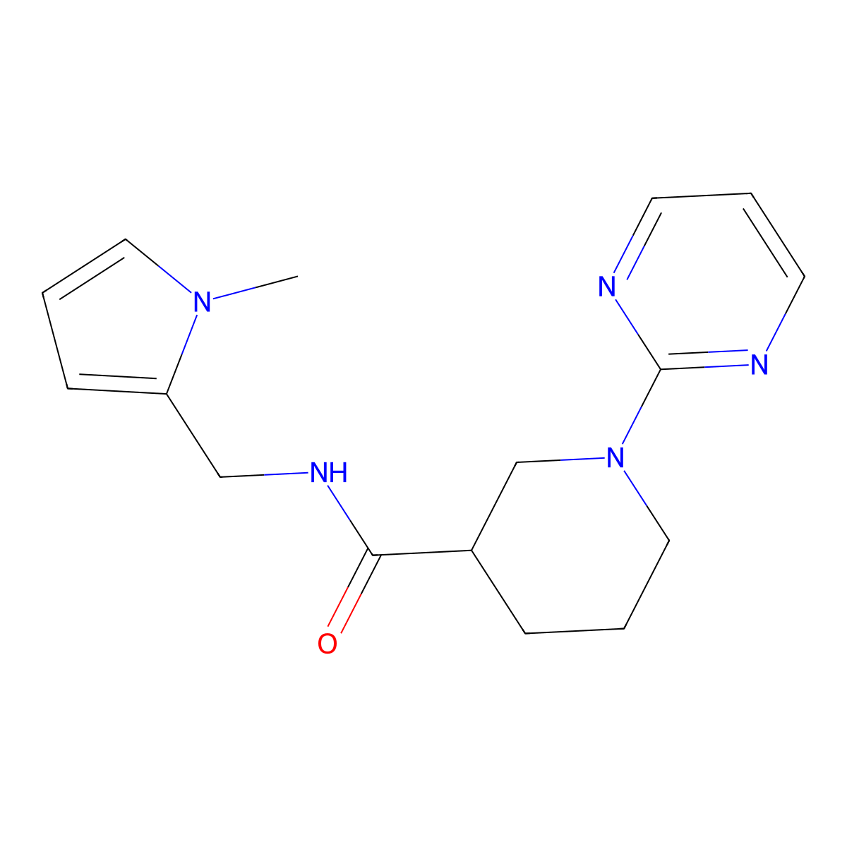 N-[(1-methyl-1H-pyrrol-2-yl)methyl]-1-(2-pyrimidinyl)-3-piperidinecarboxamide molecular structure, CAS 1401591-78-3