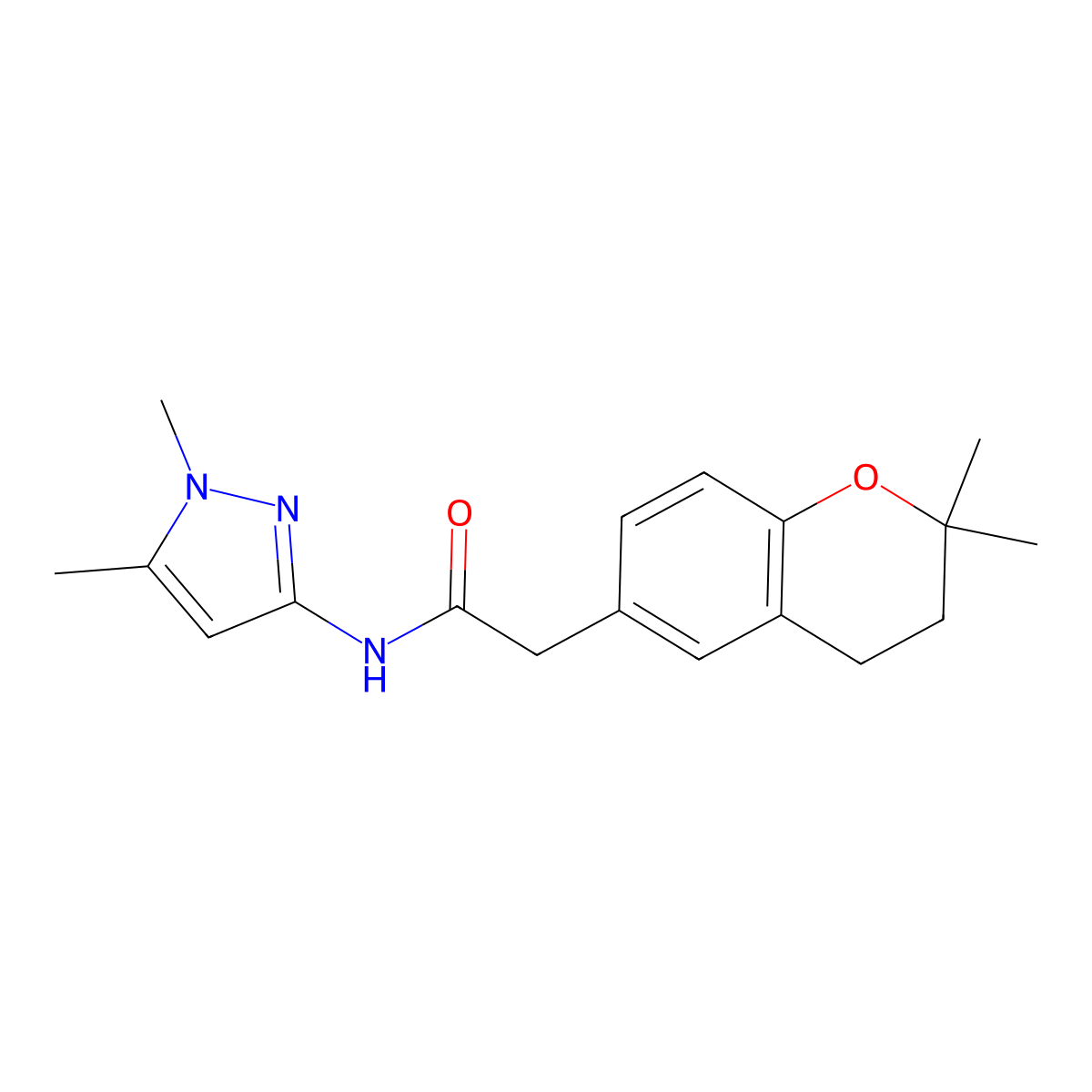 2-(2,2-dimethyl-3,4-dihydro-2H-chromen-6-yl)-N-(1,5-dimethyl-1H-pyrazol-3-yl)acetamide molecular structure, CAS 1401591-84-1