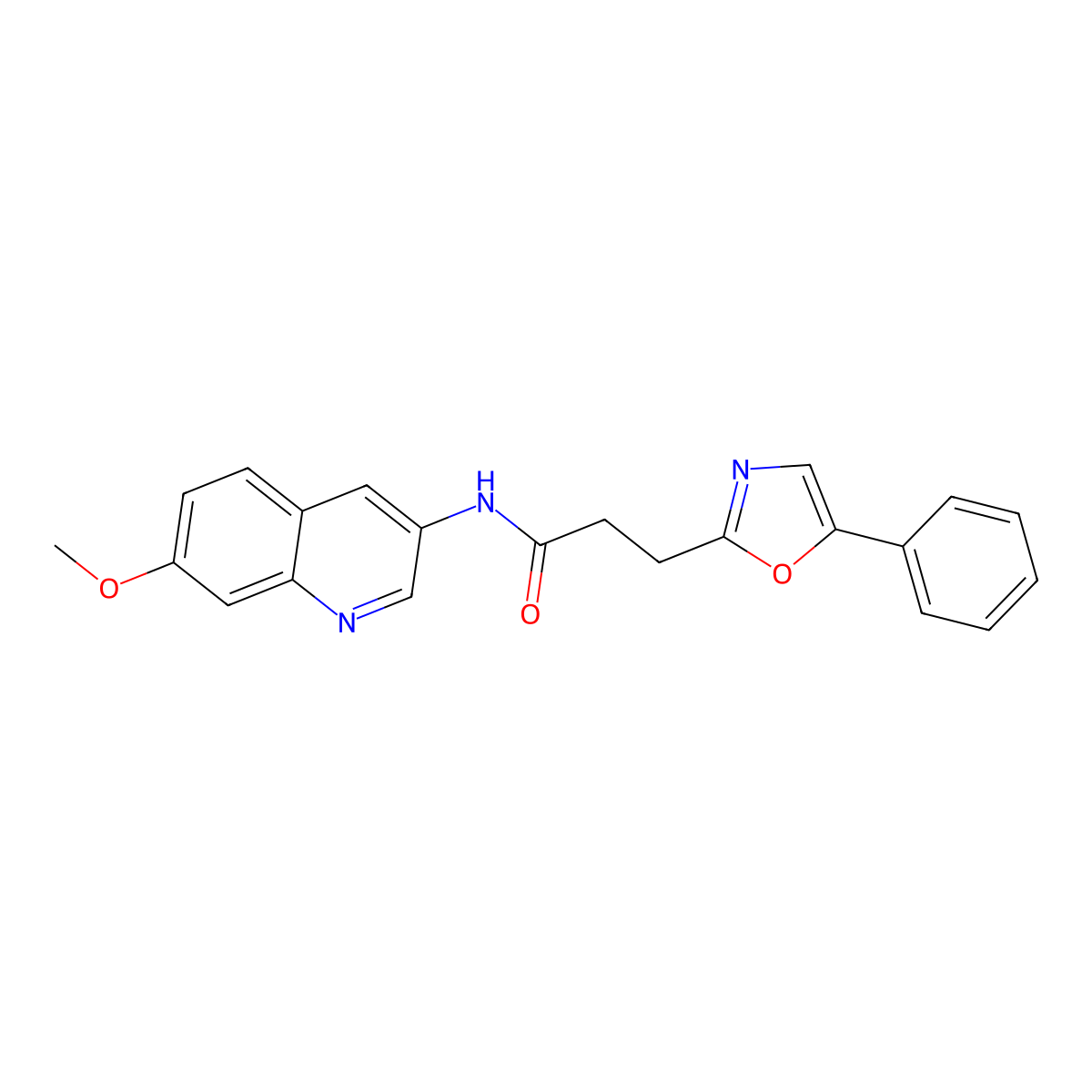 N-(7-methoxyquinolin-3-yl)-3-(5-phenyl-1,3-oxazol-2-yl)propanamide molecular structure, CAS 1401591-86-3