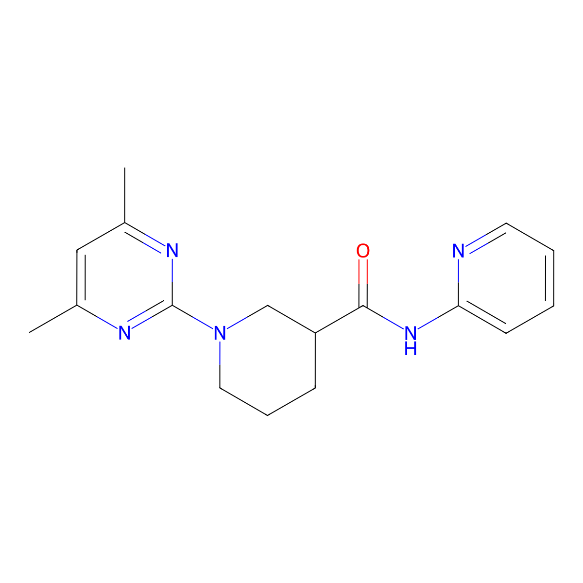 1-(4,6-dimethylpyrimidin-2-yl)-N-(pyridin-2-yl)piperidine-3-carboxamide molecular structure, CAS 1401591-94-3