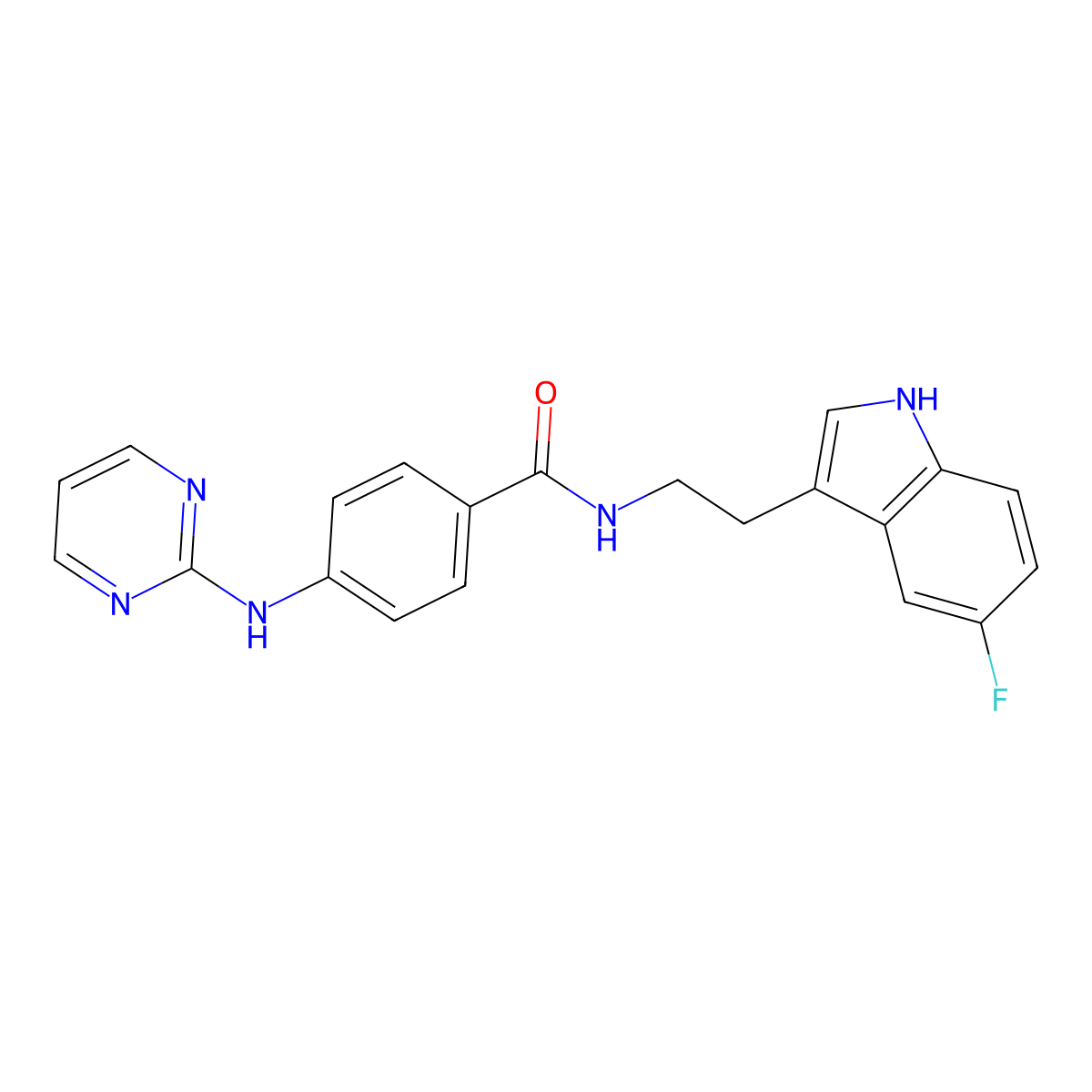 N-[2-(5-fluoro-1H-indol-3-yl)ethyl]-4-(pyrimidin-2-ylamino)benzamide molecular structure, CAS 1401592-08-2
