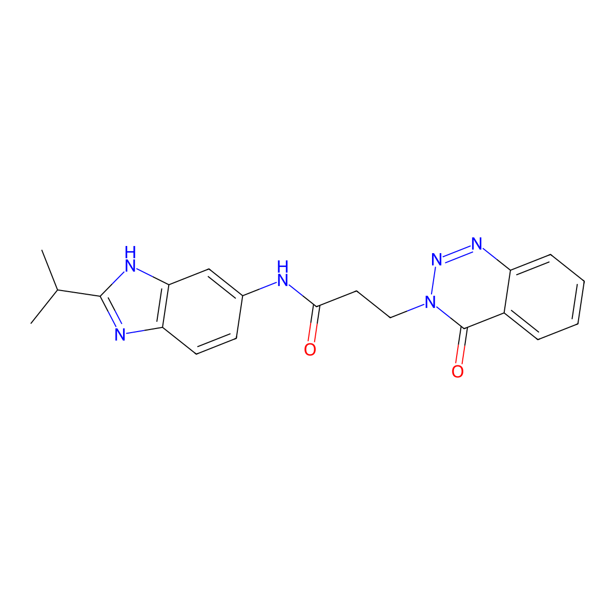 3-(4-oxo-1,2,3-benzotriazin-3(4H)-yl)-N-[2-(propan-2-yl)-1H-benzimidazol-6-yl]propanamide molecular structure, CAS 1401592-12-8