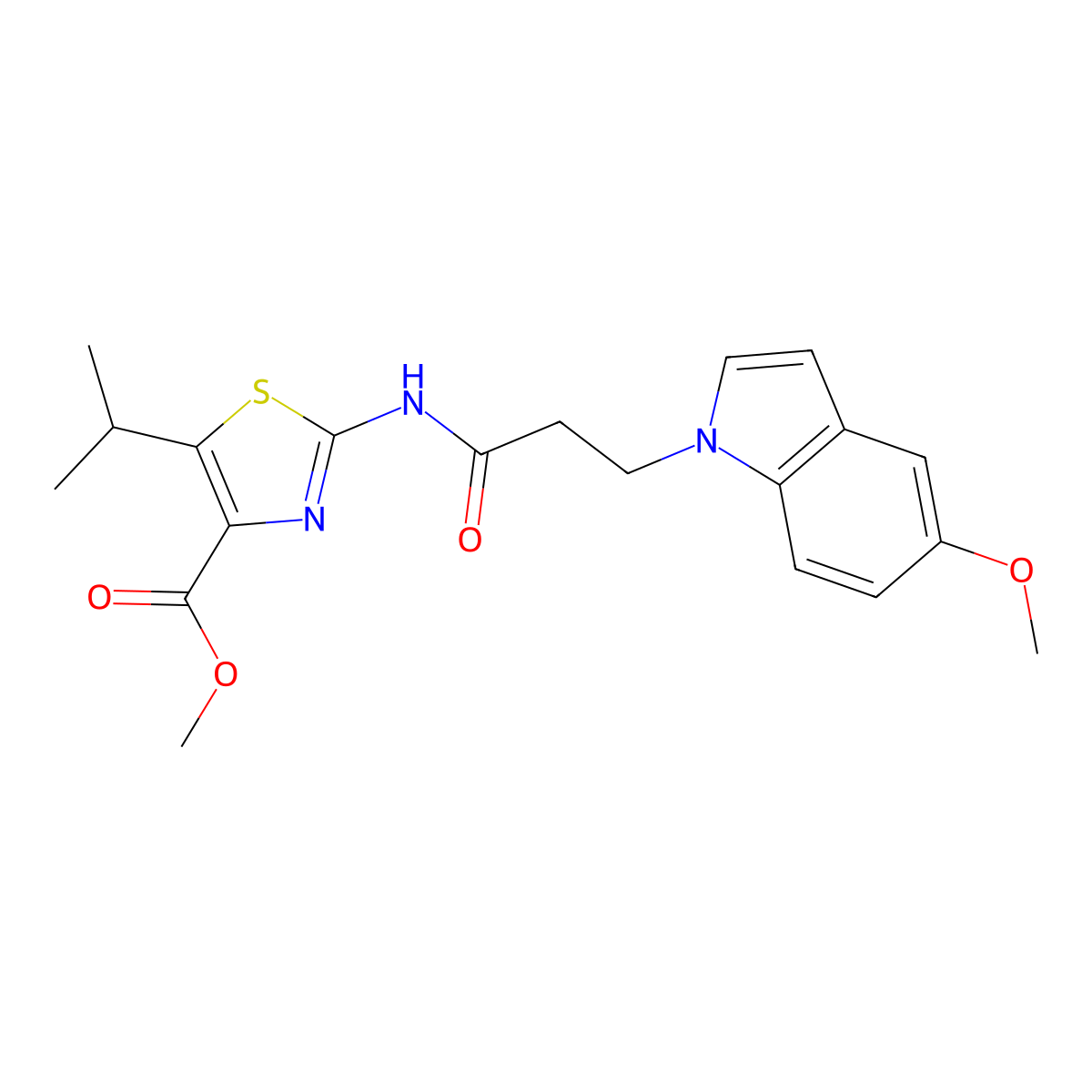 methyl 5-isopropyl-2-{[3-(5-methoxy-1H-indol-1-yl)propanoyl]amino}-1,3-thiazole-4-carboxylate molecular structure, CAS 1401592-27-5