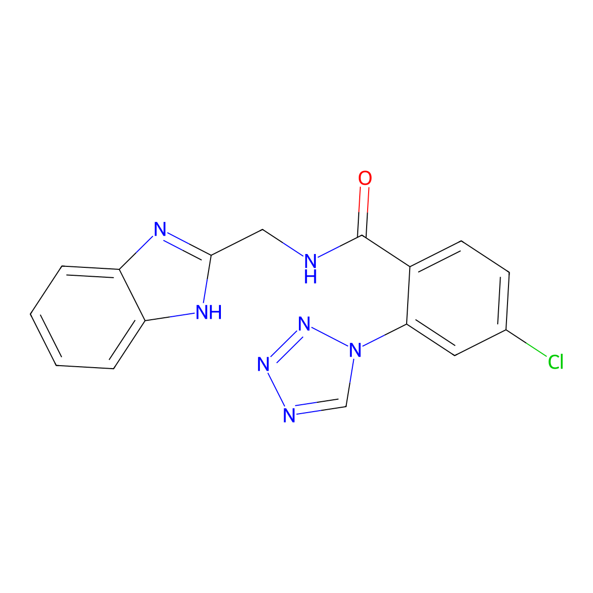 N-(1H-benzimidazol-2-ylmethyl)-4-chloro-2-(1H-tetrazol-1-yl)benzamide molecular structure, CAS 1401592-30-0