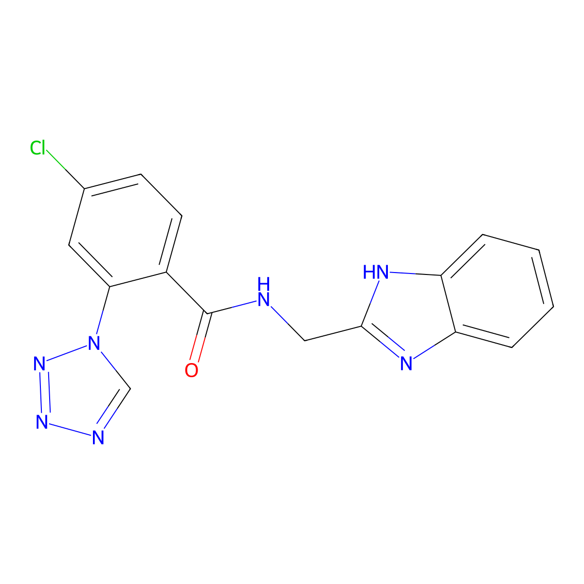 N-(1H-benzimidazol-2-ylmethyl)-4-chloro-2-(1H-tetrazol-1-yl)benzamide molecular structure, CAS 1401592-30-0