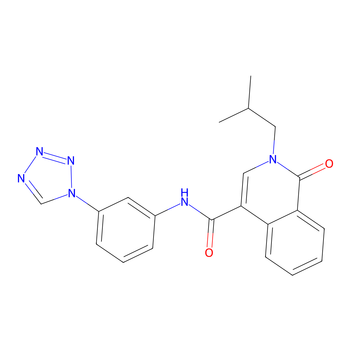 2-(2-methylpropyl)-1-oxo-N-[3-(1H-tetrazol-1-yl)phenyl]-1,2-dihydroisoquinoline-4-carboxamide molecular structure, CAS 1401592-32-2