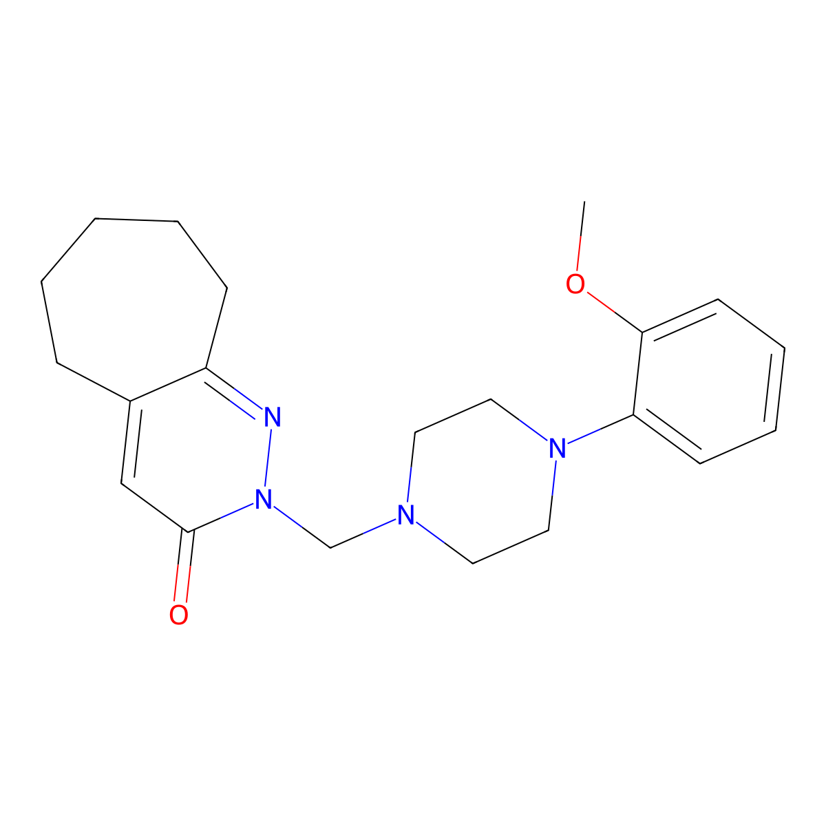 2-{[4-(2-methoxyphenyl)piperazin-1-yl]methyl}-2,5,6,7,8,9-hexahydro-3H-cyclohepta[c]pyridazin-3-one molecular structure, CAS 1401592-43-5