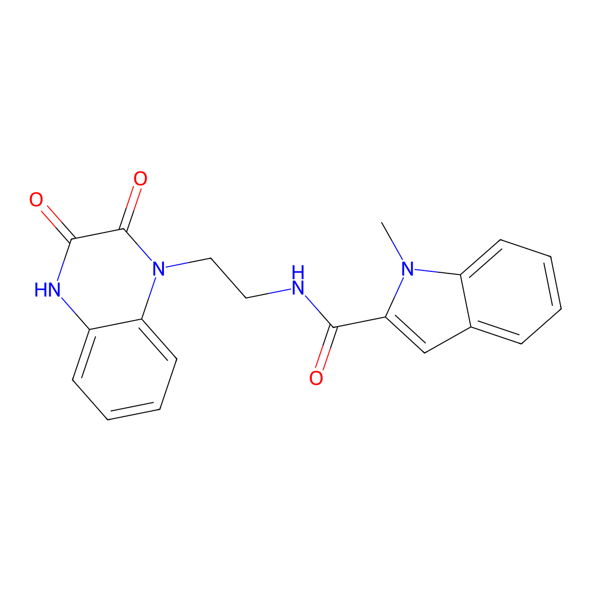 N-(2-(3-hydroxy-2-oxoquinoxalin-1(2H)-yl)ethyl)-1-methyl-1H-indole-2-carboxamide molecular structure, CAS 1401592-72-0