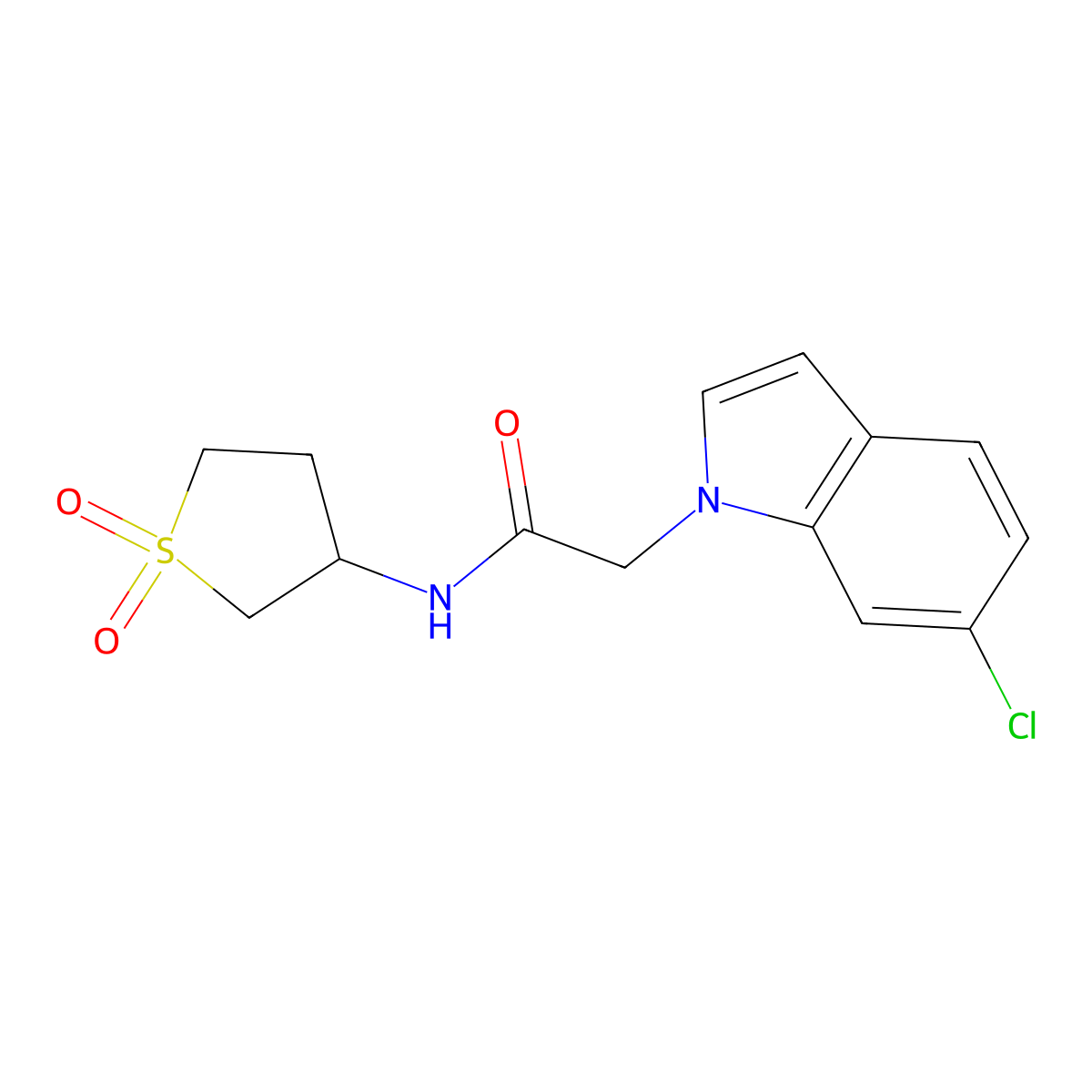 2-(6-chloro-1H-indol-1-yl)-N-(1,1-dioxidotetrahydrothiophen-3-yl)acetamide molecular structure, CAS 1401592-79-7