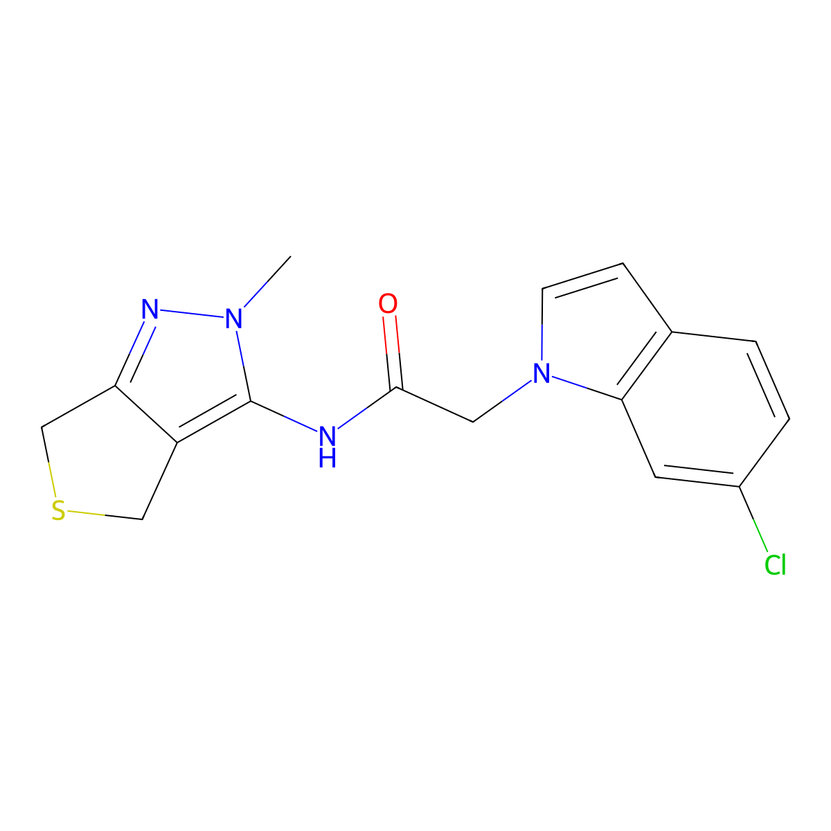 2-(6-chloro-1H-indol-1-yl)-N-(2-methyl-2,6-dihydro-4H-thieno[3,4-c]pyrazol-3-yl)acetamide molecular structure, CAS 1401592-91-3
