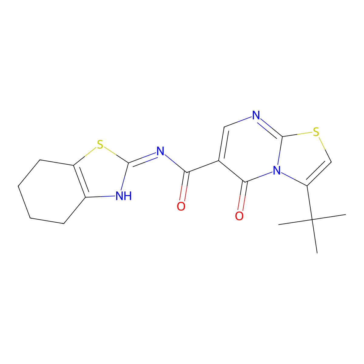 3-(tert-butyl)-5-oxo-N-(4,5,6,7-tetrahydrobenzo[d]thiazol-2-yl)-5H-thiazolo[3,2-a]pyrimidine-6-carboxamide molecular structure, CAS 1401592-94-6