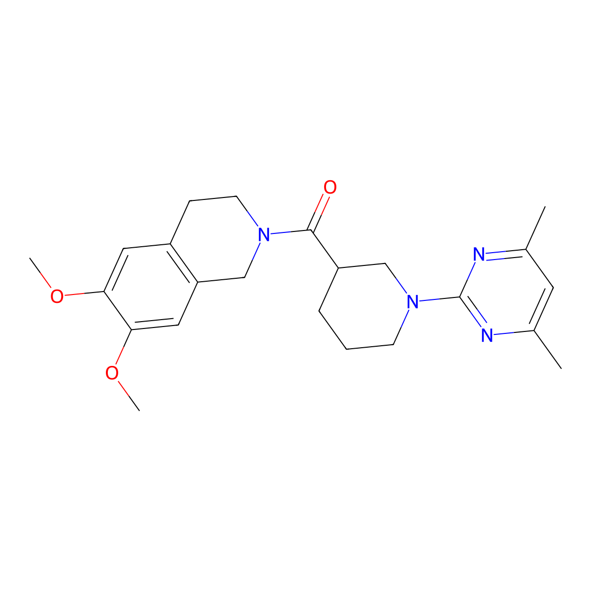(6,7-dimethoxy-3,4-dihydroisoquinolin-2(1H)-yl)[1-(4,6-dimethylpyrimidin-2-yl)piperidin-3-yl]methanone molecular structure, CAS 1401593-11-0