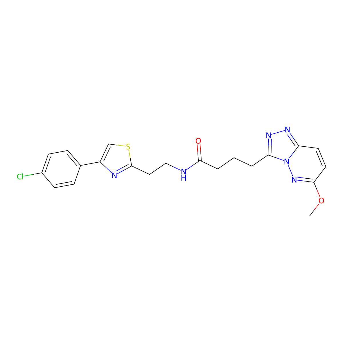 N-(2-(4-(4-chlorophenyl)thiazol-2-yl)ethyl)-4-(6-methoxy-[1,2,4]triazolo[4,3-b]pyridazin-3-yl)butanamide molecular structure, CAS 1401593-28-9