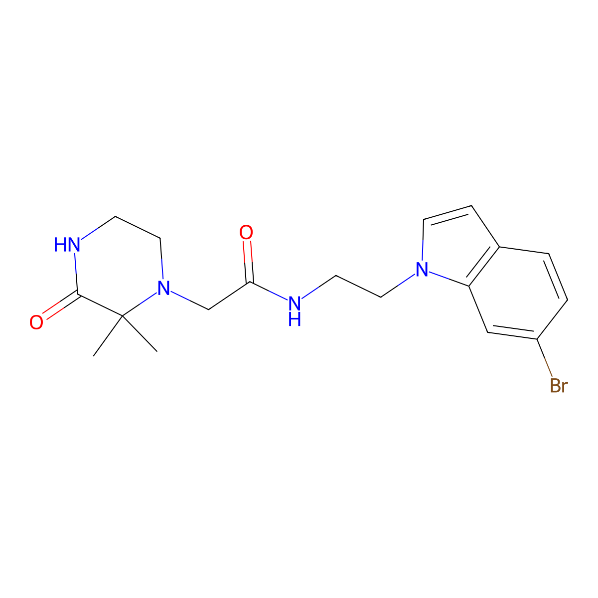 N-[2-(6-bromo-1H-indol-1-yl)ethyl]-2-(2,2-dimethyl-3-oxopiperazino)acetamide molecular structure, CAS 1401593-31-4