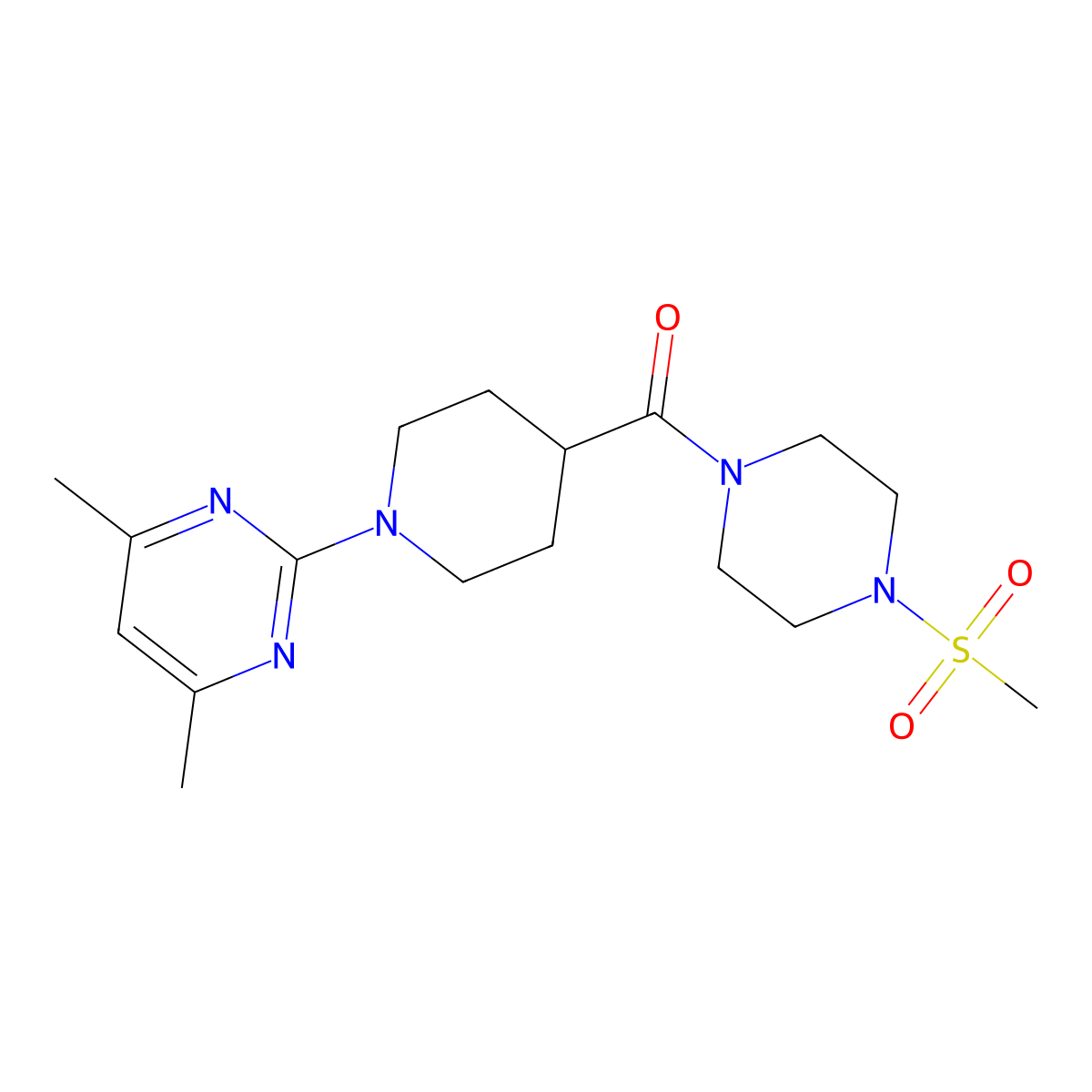 [1-(4,6-Dimethylpyrimidin-2-yl)piperidin-4-yl][4-(methylsulfonyl)piperazin-1-yl]methanone molecular structure, CAS 1401593-35-8