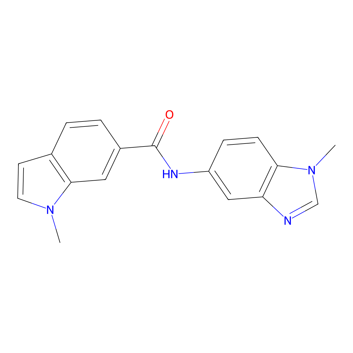 1-methyl-N-(1-methyl-1H-benzimidazol-5-yl)-1H-indole-6-carboxamide molecular structure, CAS 1401593-47-2