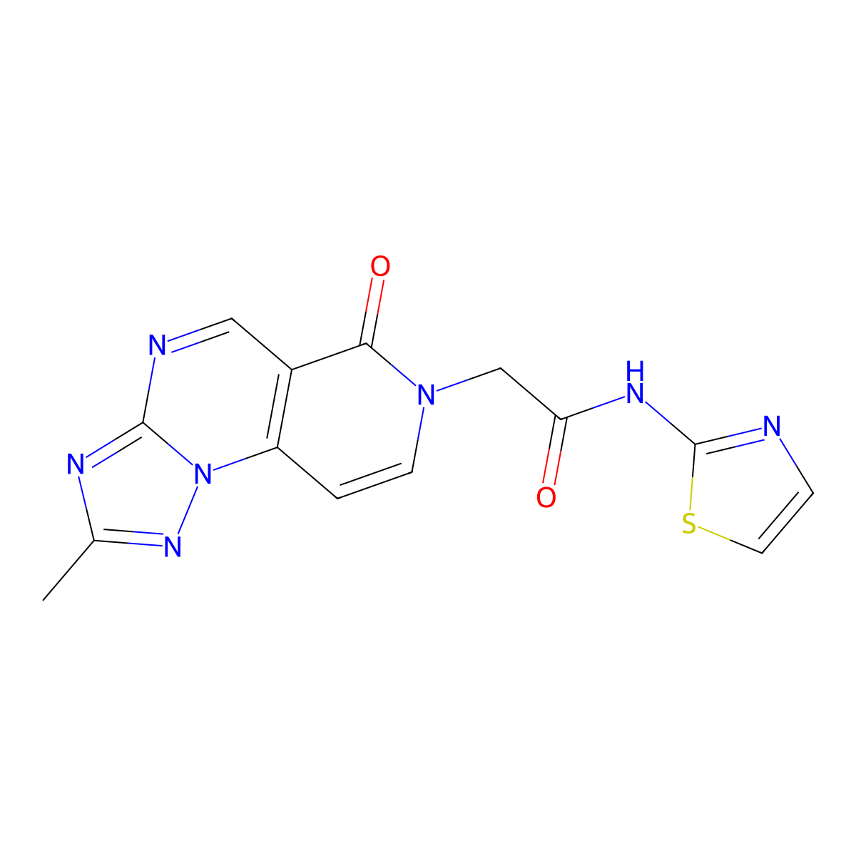 2-(2-methyl-6-oxopyrido[3,4-e][1,2,4]triazolo[1,5-a]pyrimidin-7(6H)-yl)-N-(thiazol-2-yl)acetamide molecular structure, CAS 1401593-49-4