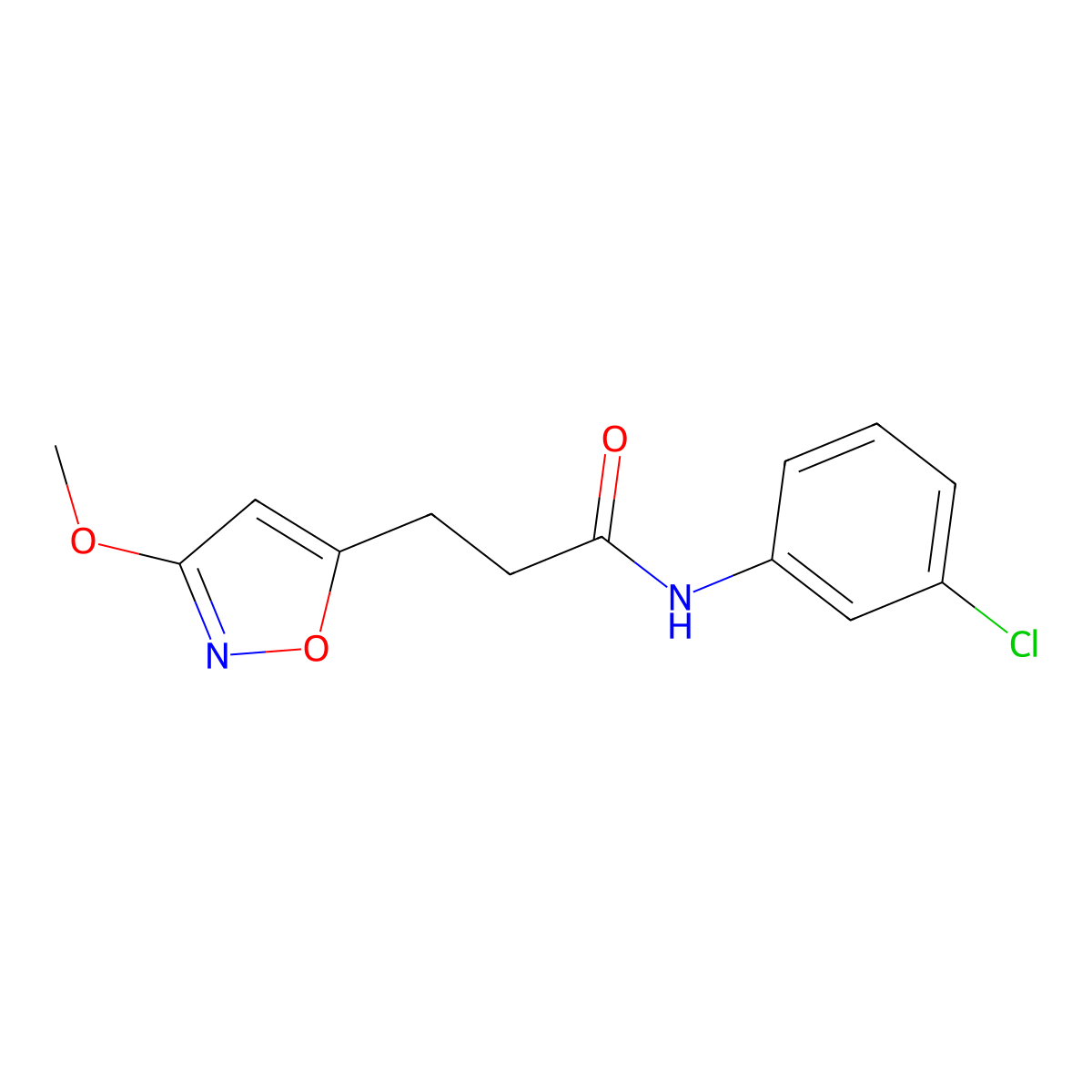 N-(3-chlorophenyl)-3-(3-methoxy-1,2-oxazol-5-yl)propanamide molecular structure, CAS 1401593-67-6