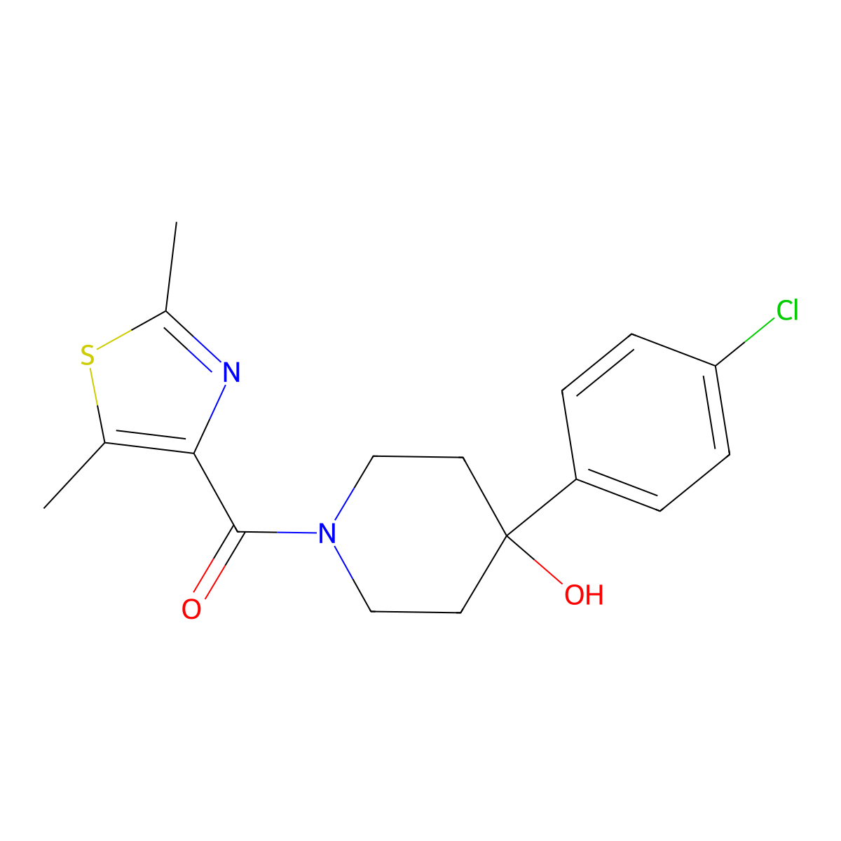 [4-(4-Chlorophenyl)-4-hydroxypiperidino](2,5-dimethyl-1,3-thiazol-4-yl)methanone molecular structure, CAS 1401593-68-7