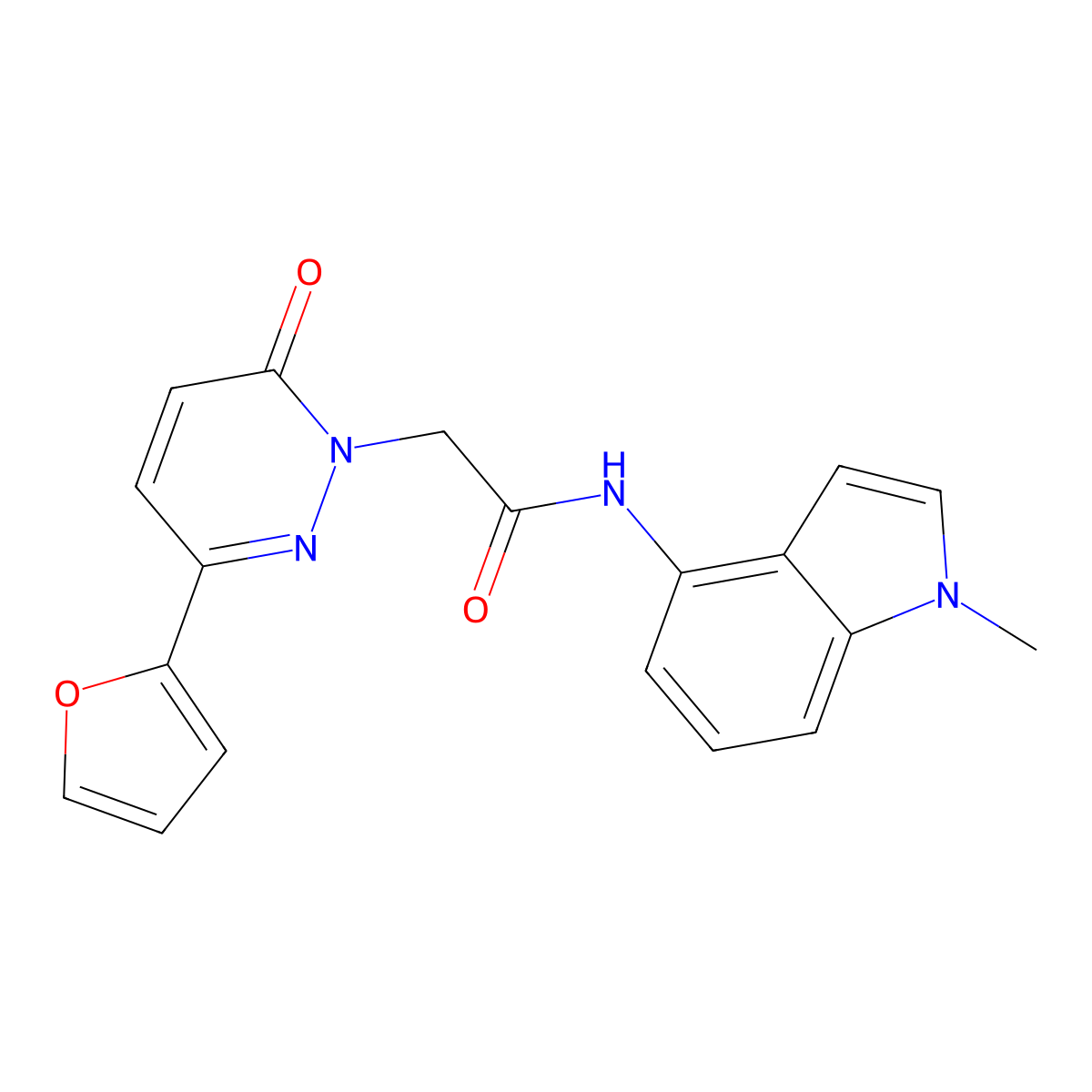 2-[3-(furan-2-yl)-6-oxopyridazin-1(6H)-yl]-N-(1-methyl-1H-indol-4-yl)acetamide molecular structure, CAS 1401593-79-0