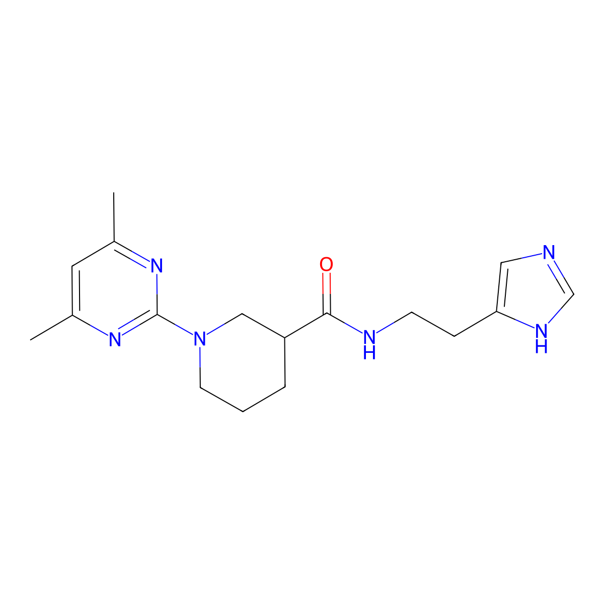 1-(4,6-dimethyl-2-pyrimidinyl)-N-[2-(1H-imidazol-4-yl)ethyl]-3-piperidinecarboxamide molecular structure, CAS 1401593-81-4