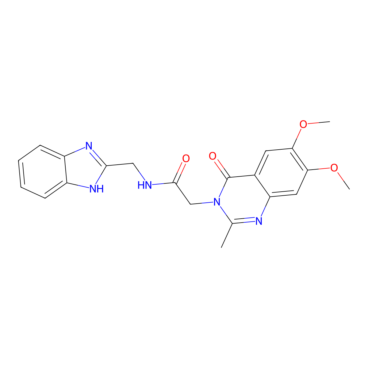 N-(1H-benzimidazol-2-ylmethyl)-2-(6,7-dimethoxy-2-methyl-4-oxoquinazolin-3(4H)-yl)acetamide molecular structure, CAS 1401593-95-0