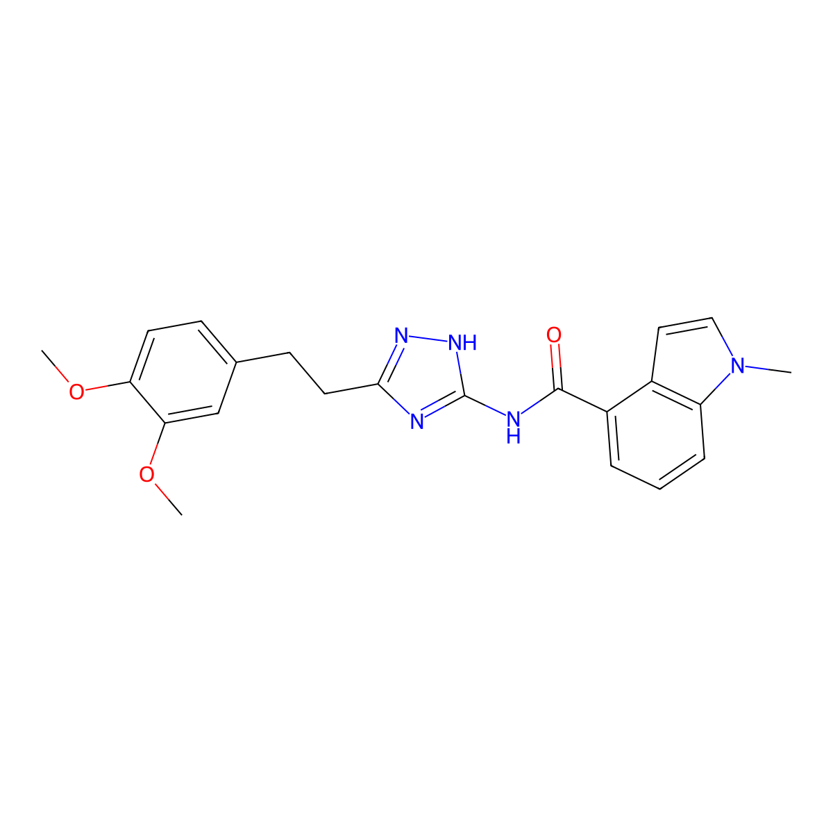 N-{3-[2-(3,4-dimethoxyphenyl)ethyl]-1H-1,2,4-triazol-5-yl}-1-methyl-1H-indole-4-carboxamide molecular structure, CAS 1401593-97-2