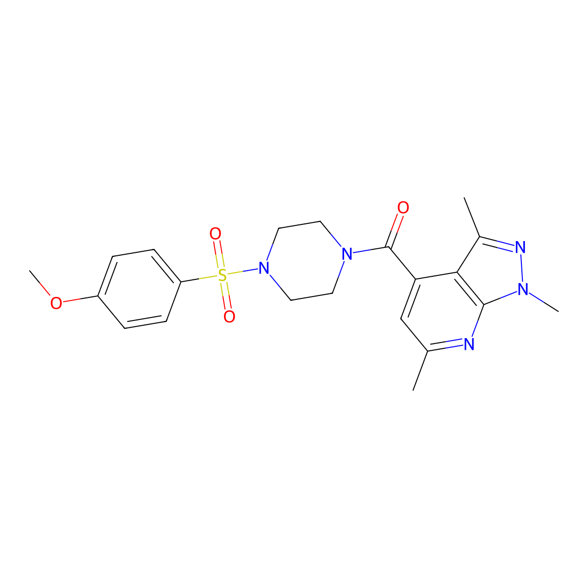 {4-[(4-methoxyphenyl)sulfonyl]piperazino}(1,3,6-trimethyl-1H-pyrazolo[3,4-b]pyridin-4-yl)methanone molecular structure, CAS 1401594-07-7