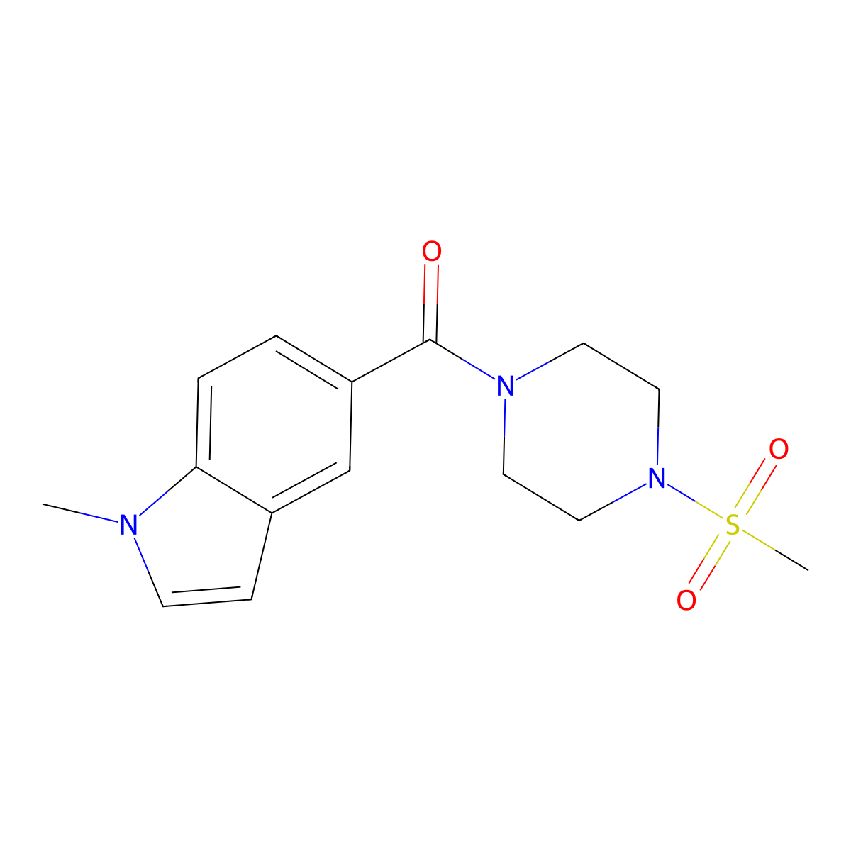 (1-methyl-1H-indol-5-yl)[4-(methylsulfonyl)piperazin-1-yl]methanone molecular structure, CAS 1401594-14-6