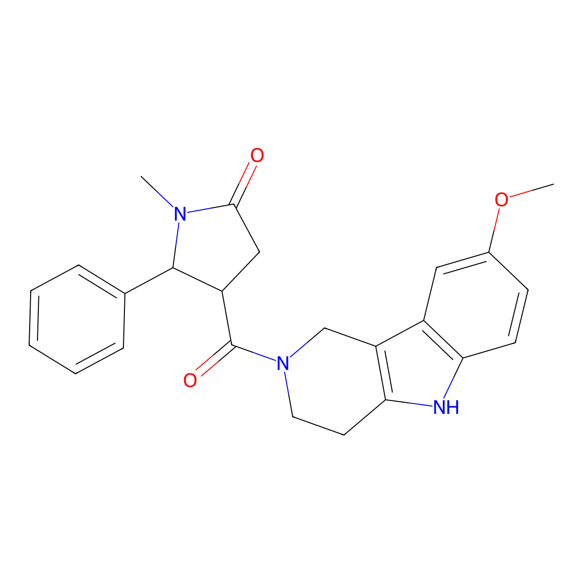 4-[(8-methoxy-1,3,4,5-tetrahydro-2H-pyrido[4,3-b]indol-2-yl)carbonyl]-1-methyl-5-phenyl-2-pyrrolidinone molecular structure, CAS 1401594-49-7