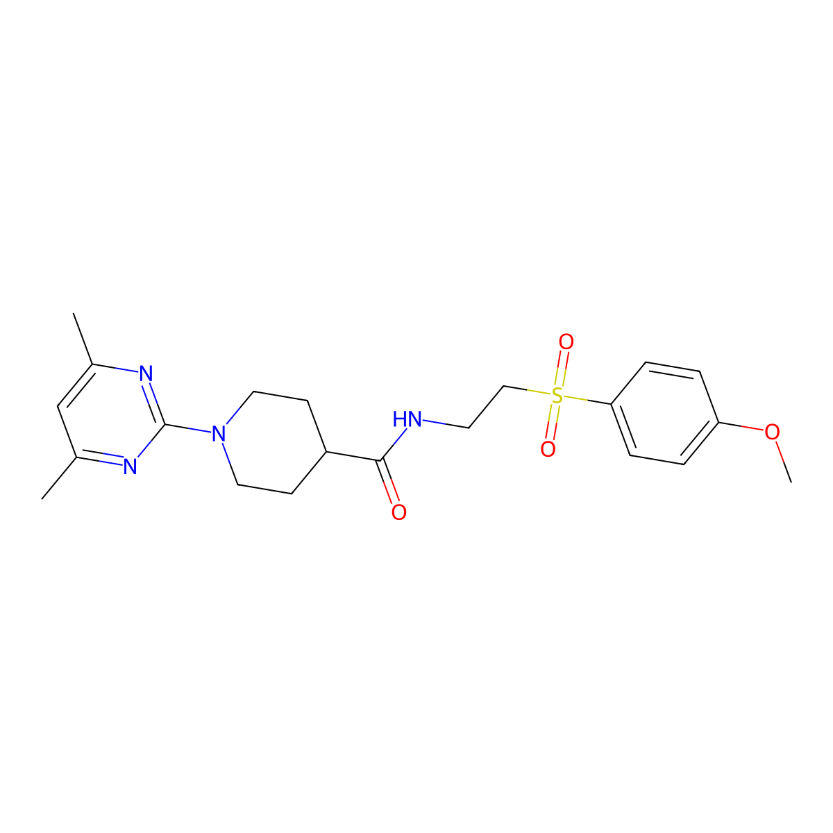 1-(4,6-dimethylpyrimidin-2-yl)-N-{2-[(4-methoxyphenyl)sulfonyl]ethyl}piperidine-4-carboxamide molecular structure, CAS 1401594-65-7
