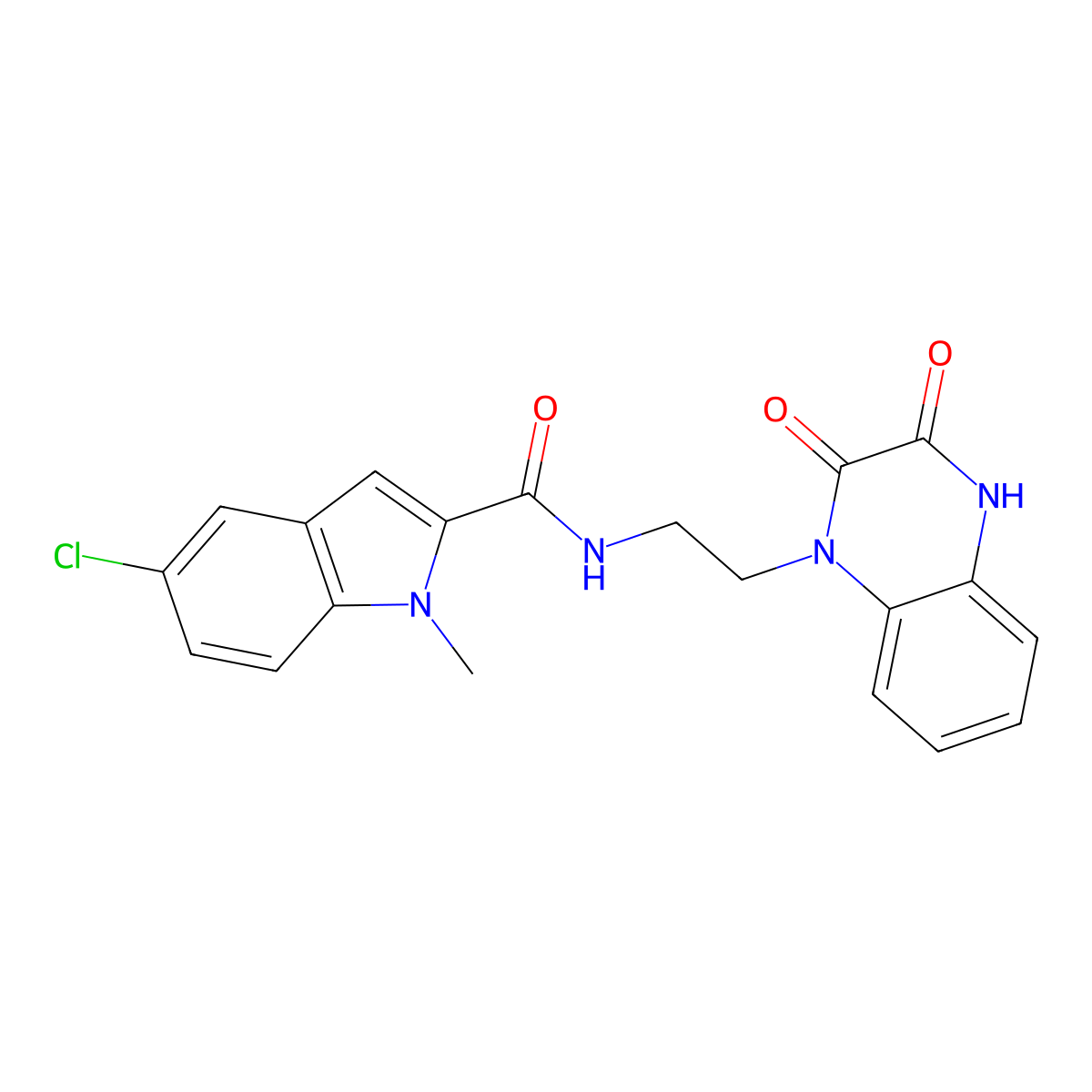 5-chloro-N-(2-(3-hydroxy-2-oxoquinoxalin-1(2H)-yl)ethyl)-1-methyl-1H-indole-2-carboxamide molecular structure, CAS 1401594-67-9