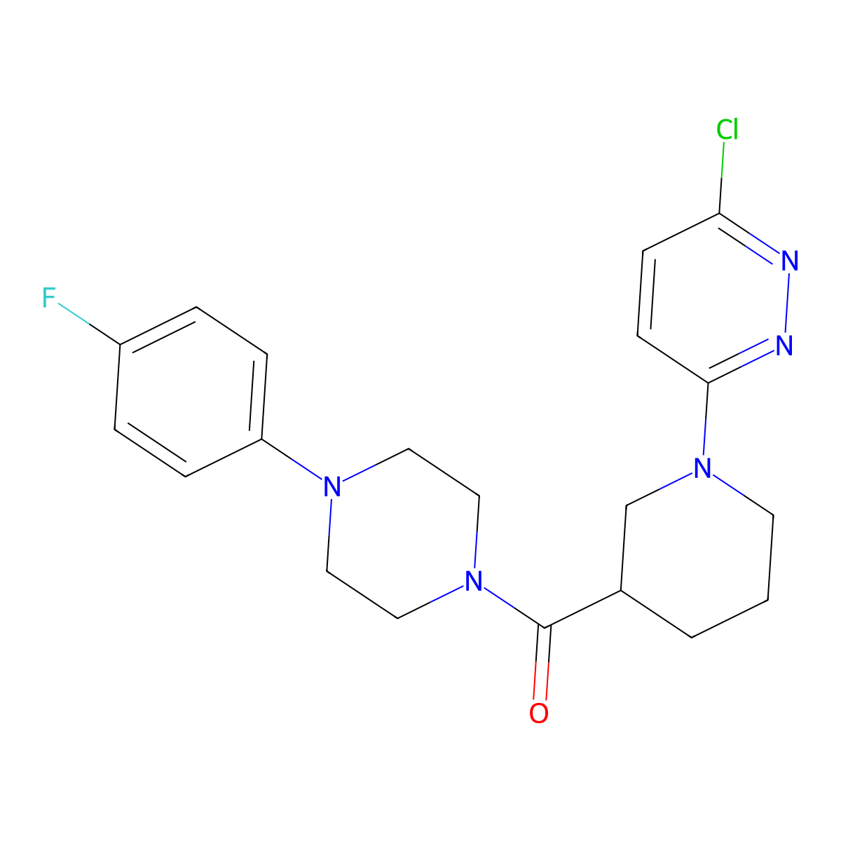 (1-(6-Chloropyridazin-3-yl)piperidin-3-yl)(4-(4-fluorophenyl)piperazin-1-yl)methanone molecular structure, CAS 1401594-85-1