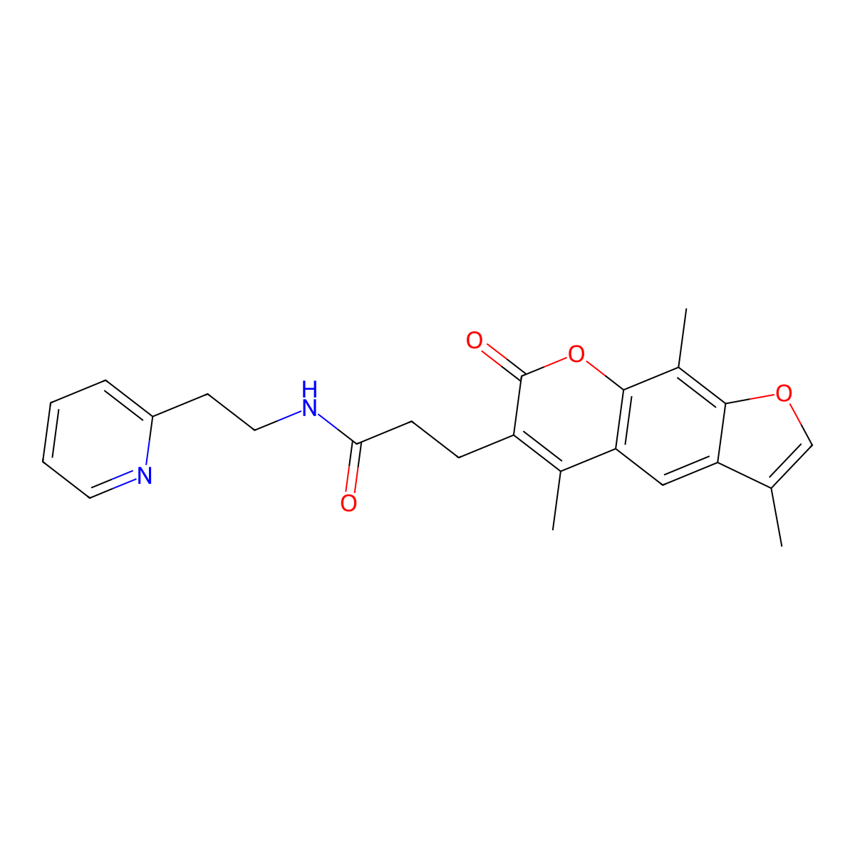 N-[2-(2-pyridyl)ethyl]-3-(3,5,9-trimethyl-7-oxo-7H-furo[3,2-g]chromen-6-yl)propanamide molecular structure, CAS 1401594-86-2