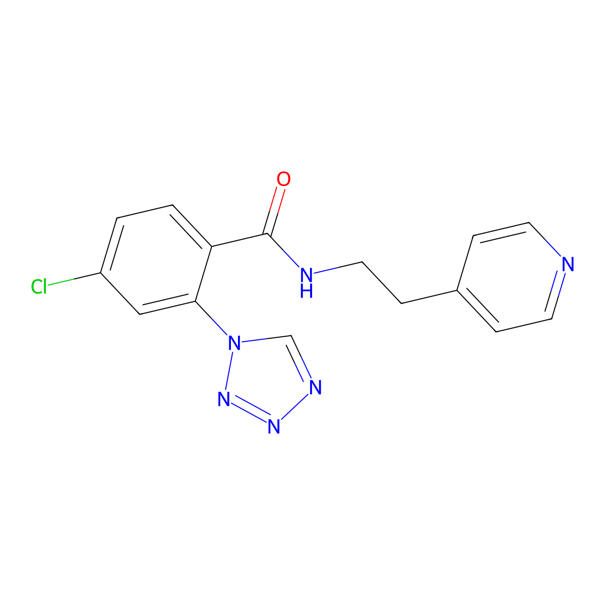 4-chloro-N-[2-(pyridin-4-yl)ethyl]-2-(1H-tetrazol-1-yl)benzamide molecular structure, CAS 1401594-89-5