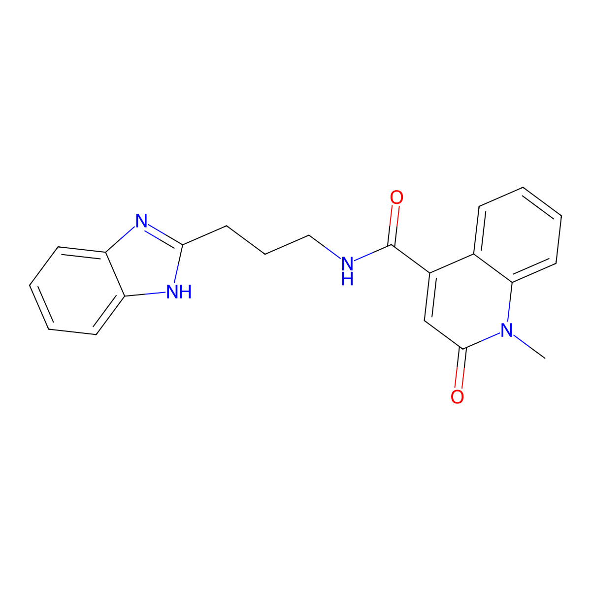 N-[3-(1H-benzimidazol-2-yl)propyl]-1-methyl-2-oxo-1,2-dihydroquinoline-4-carboxamide molecular structure, CAS 1401594-95-3
