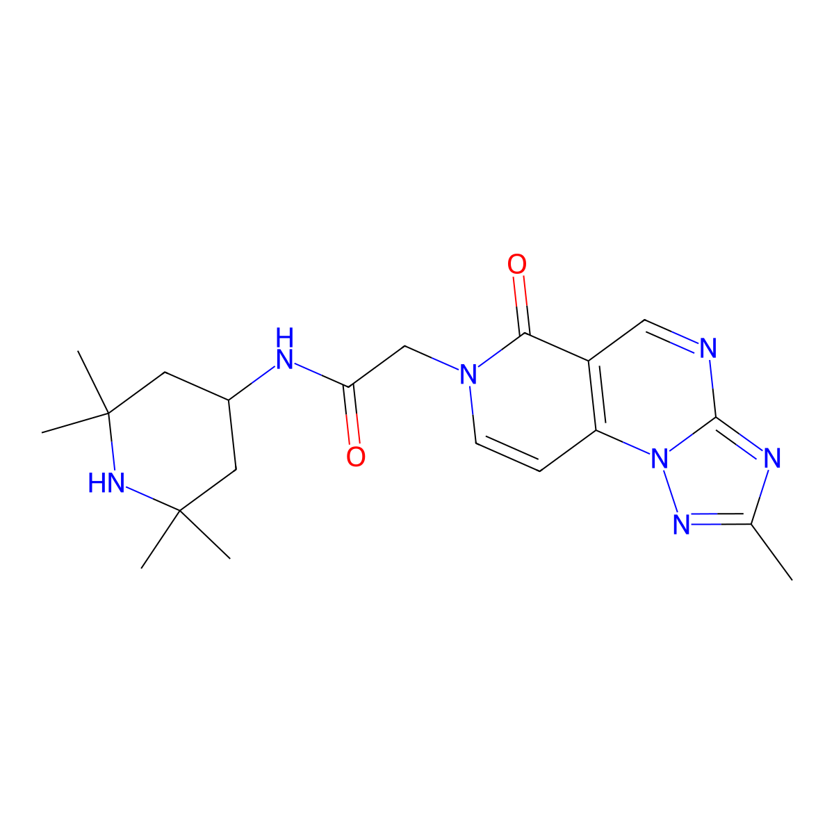 2-(2-methyl-6-oxopyrido[3,4-e][1,2,4]triazolo[1,5-a]pyrimidin-7(6H)-yl)-N-(2,2,6,6-tetramethylpiperidin-4-yl)acetamide molecular structure, CAS 1401595-12-7