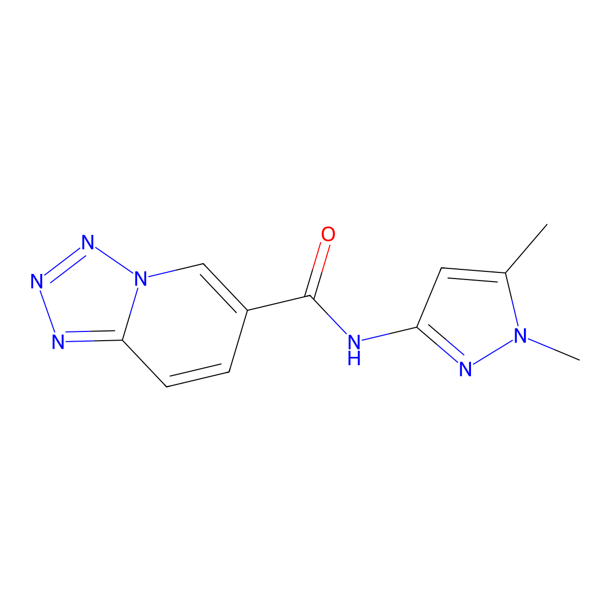 N-(1,5-dimethyl-1H-pyrazol-3-yl)tetrazolo[1,5-a]pyridine-6-carboxamide molecular structure, CAS 1401595-15-0