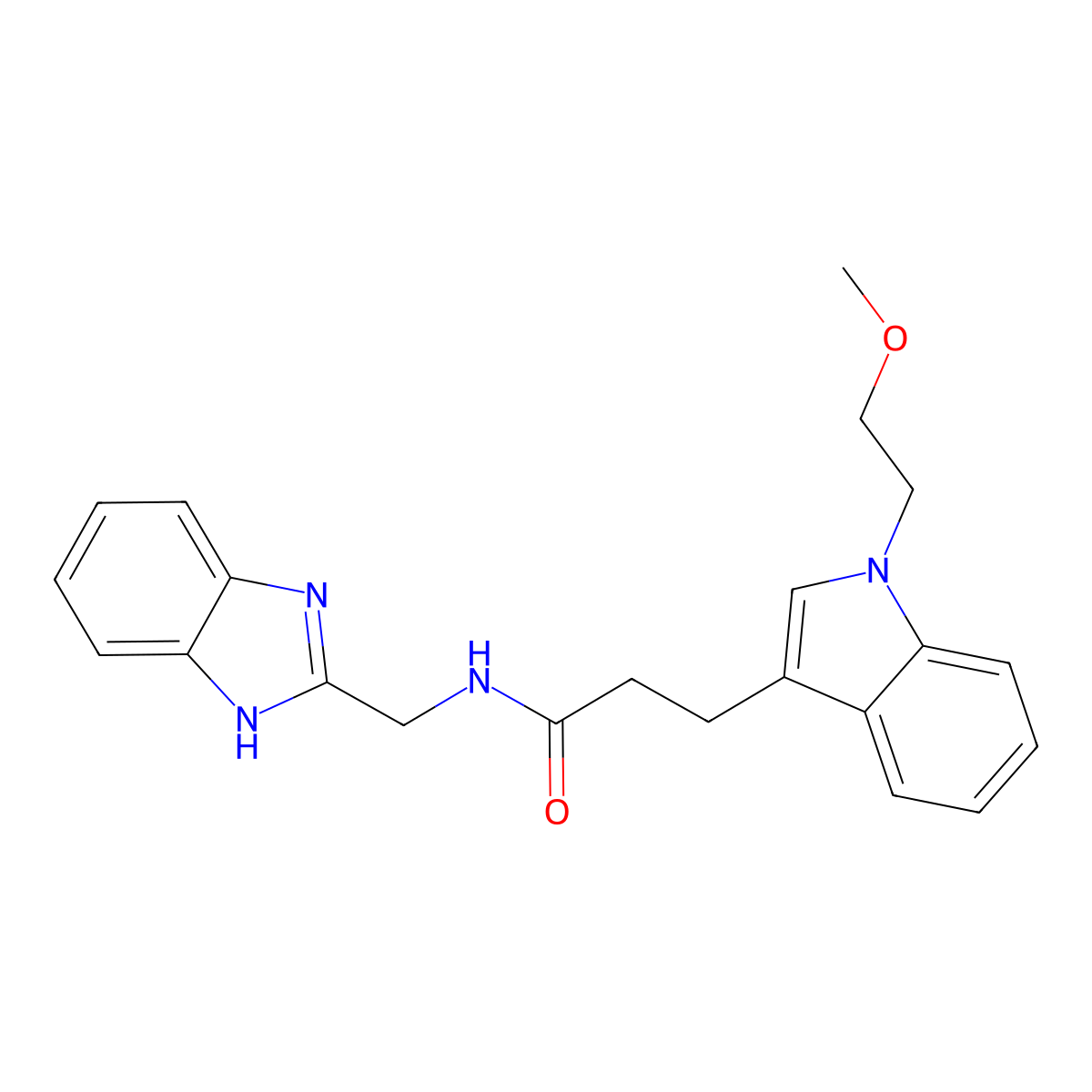 N-(1H-benzimidazol-2-ylmethyl)-3-[1-(2-methoxyethyl)-1H-indol-3-yl]propanamide molecular structure, CAS 1401595-38-7